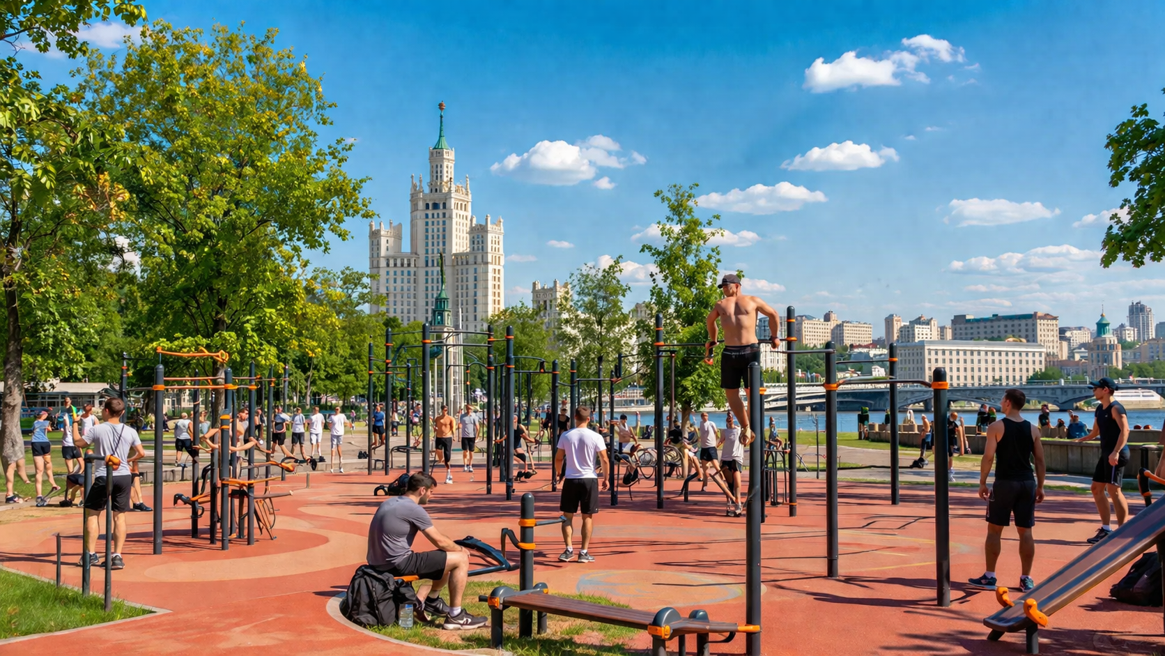 Уличная спортивная площадка для бесплатных тренировок в Москве